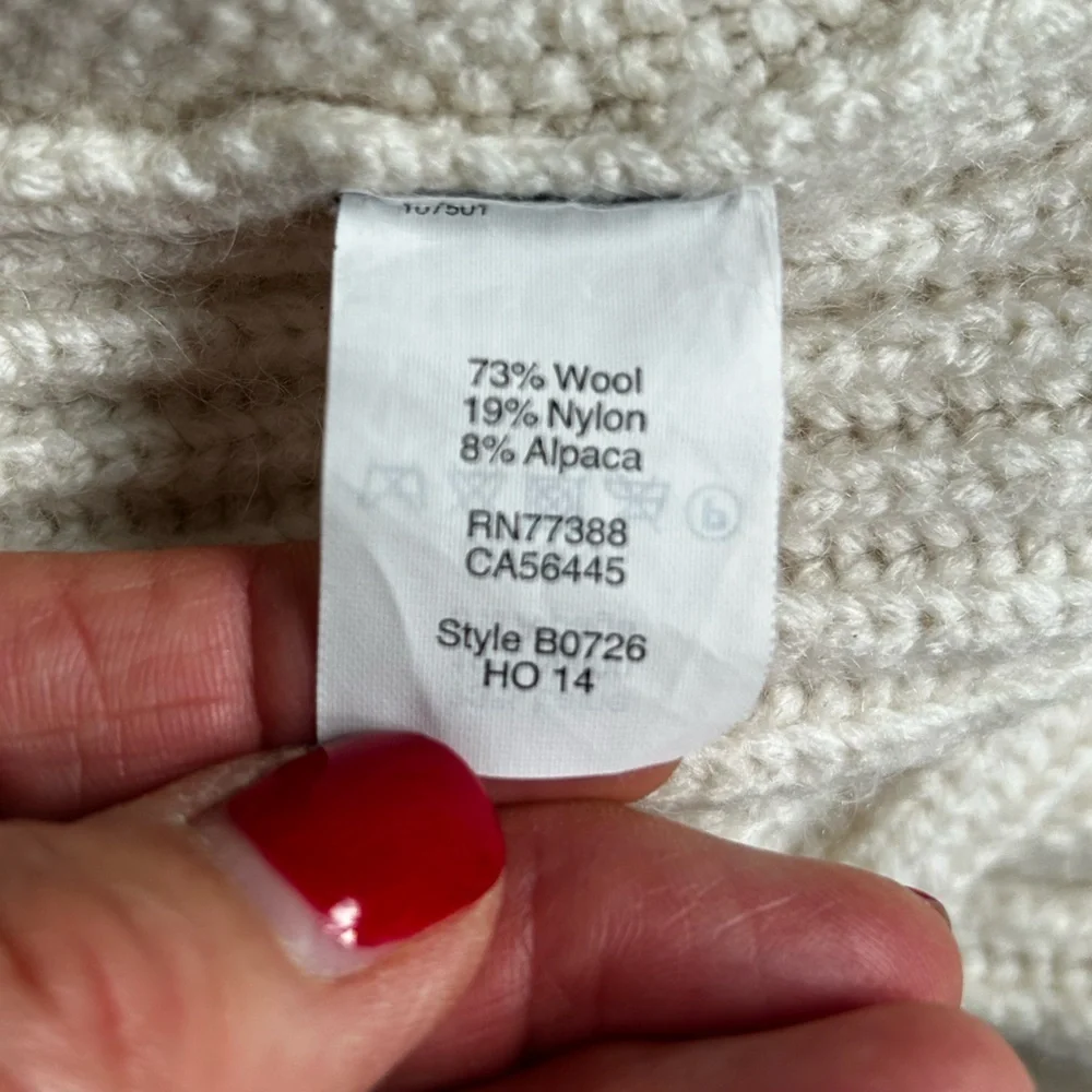 Madewell Women’s Wool Blend Cable Knit Turtleneck Sweater Cream Ivory Warm Sz XS - Picture 9 of 10